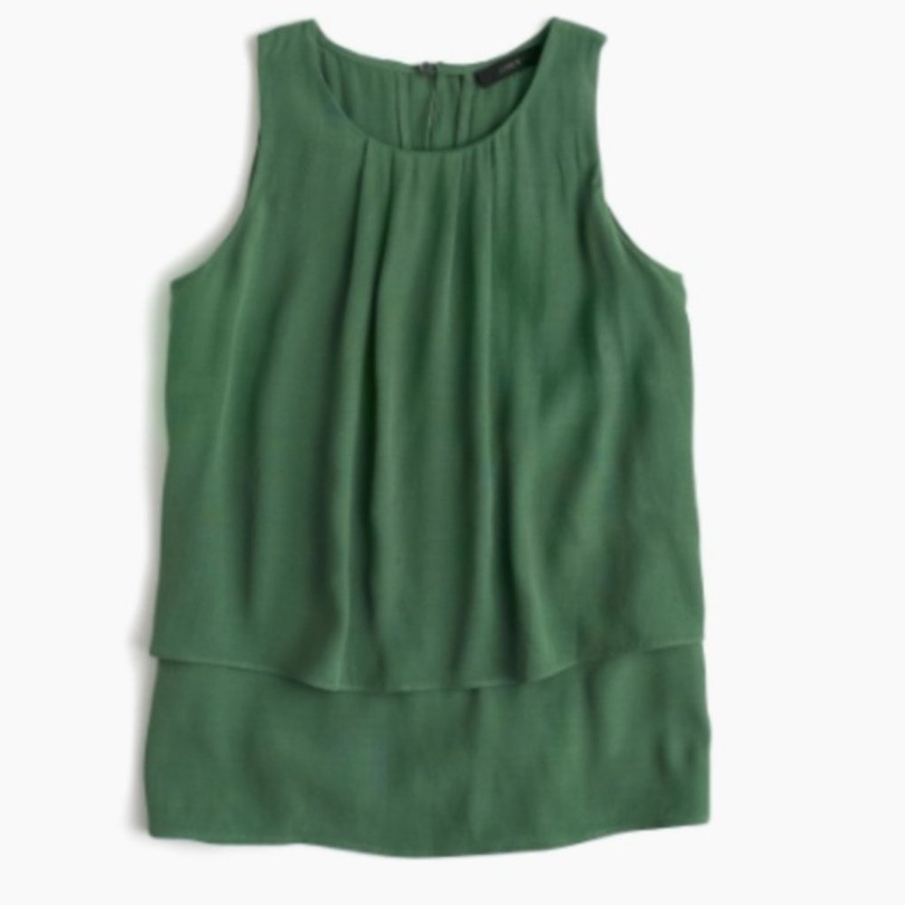 J. Crew Sleeveless Layered Blouse Fern Green